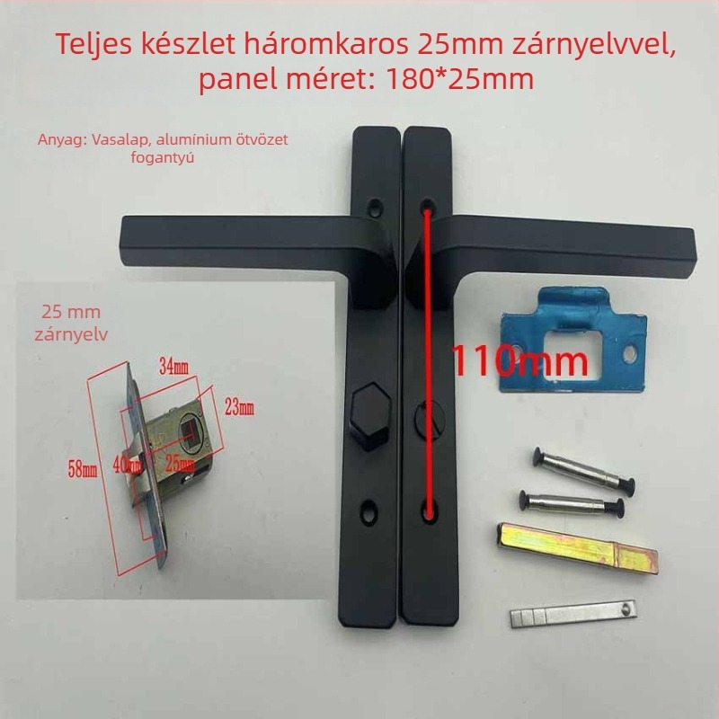 Vasból készült zárkilincs keskeny keretű alumínium ajtókhoz, kulcs nélküli, fürdőszoba és konyha használatra, modern minimalist stílus