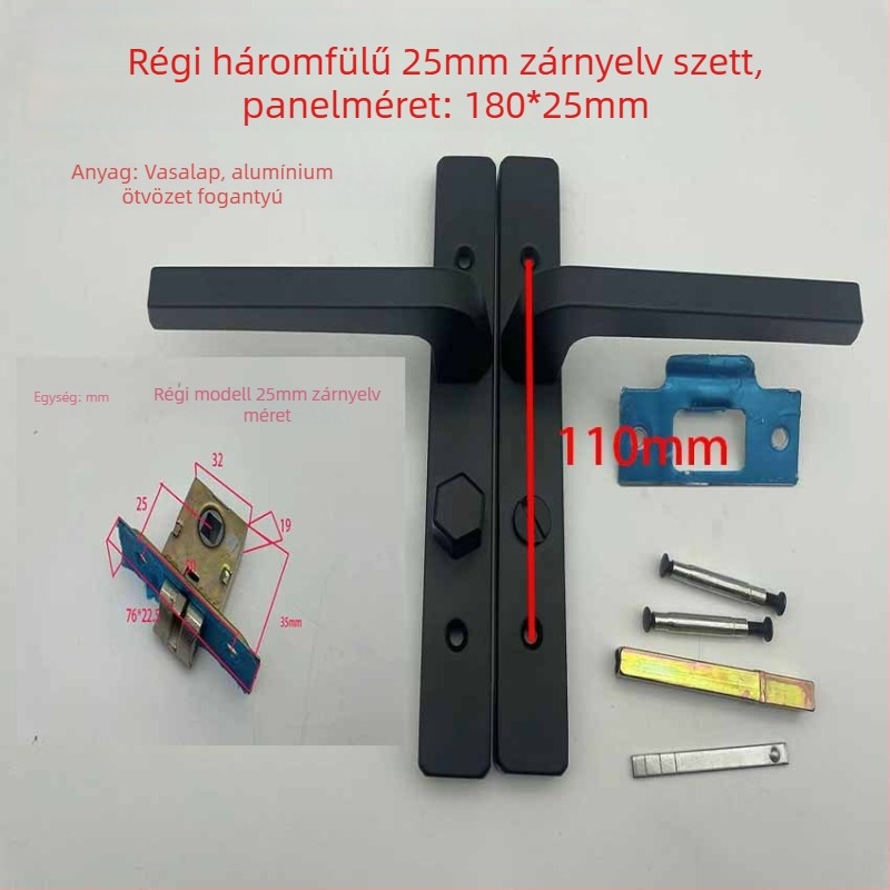 Vasból készült zárkilincs keskeny keretű alumínium ajtókhoz, kulcs nélküli, fürdőszoba és konyha használatra, modern minimalist stílus