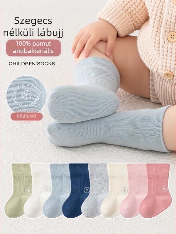 Gyerekek középmagas zokni, egyszínű, jacquard kötés, légáteresztő, 96,5% pamut