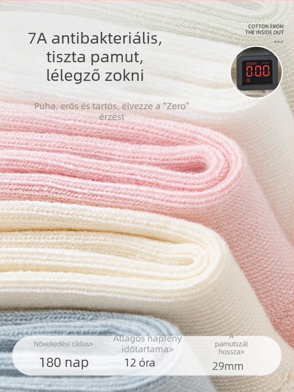 Gyerekek középmagas zokni, egyszínű, jacquard kötés, légáteresztő, 96,5% pamut