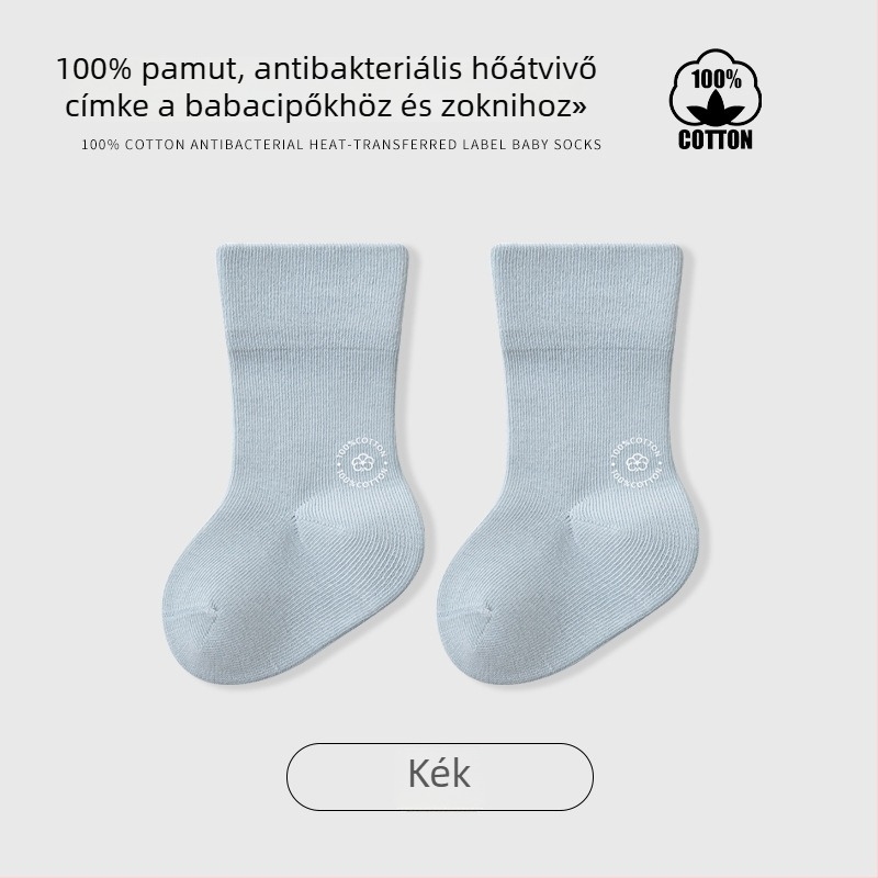 Gyerekek középmagas zokni, egyszínű, jacquard kötés, légáteresztő, 96,5% pamut