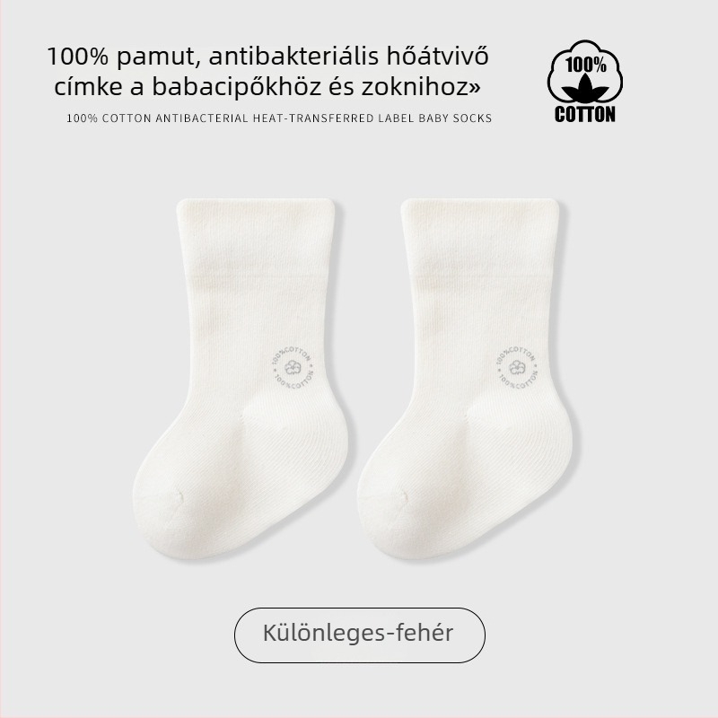 Gyerekek középmagas zokni, egyszínű, jacquard kötés, légáteresztő, 96,5% pamut