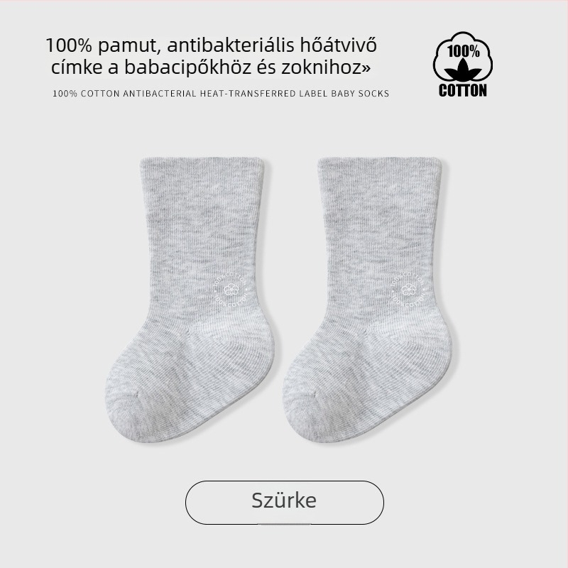 Gyerekek középmagas zokni, egyszínű, jacquard kötés, légáteresztő, 96,5% pamut