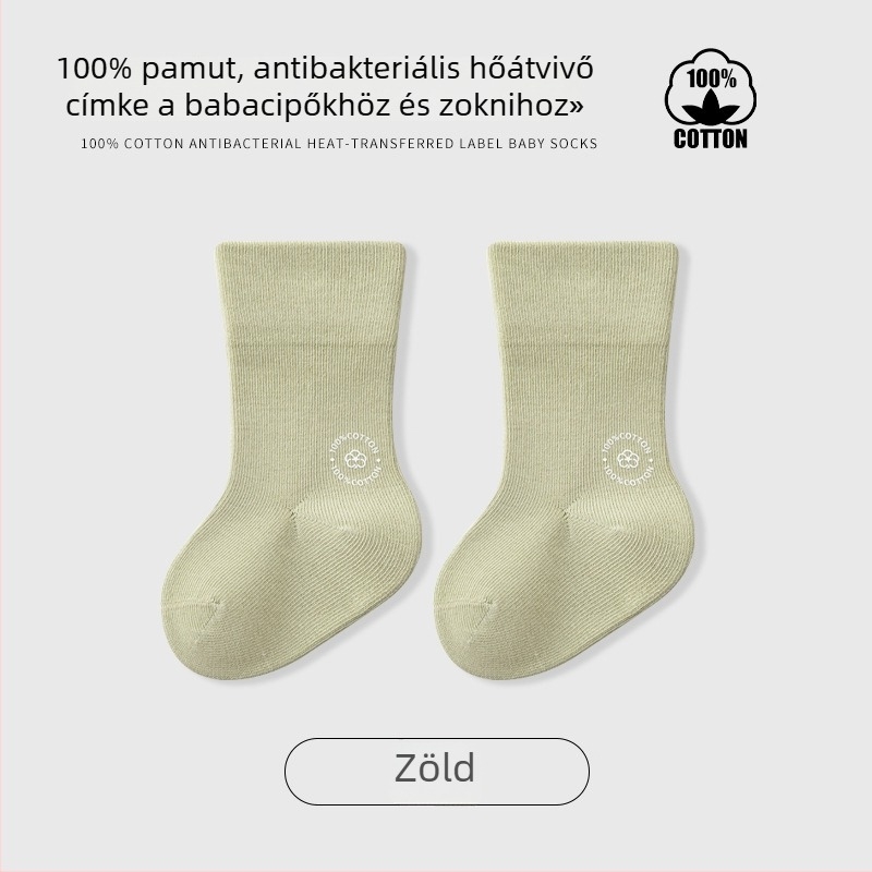 Gyerekek középmagas zokni, egyszínű, jacquard kötés, légáteresztő, 96,5% pamut