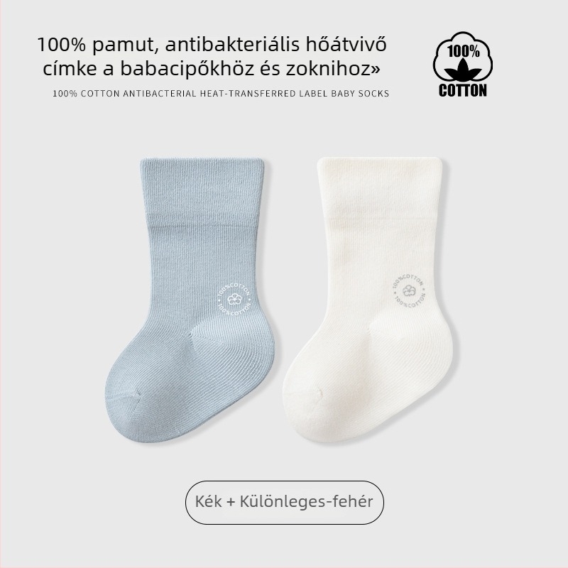 Gyerekek középmagas zokni, egyszínű, jacquard kötés, légáteresztő, 96,5% pamut