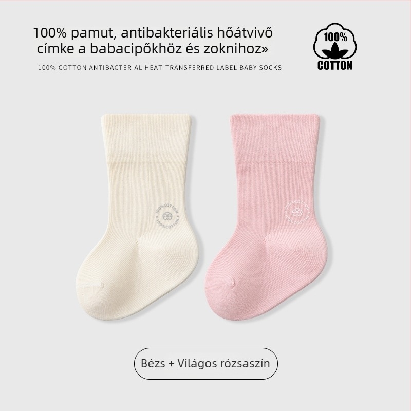 Gyerekek középmagas zokni, egyszínű, jacquard kötés, légáteresztő, 96,5% pamut