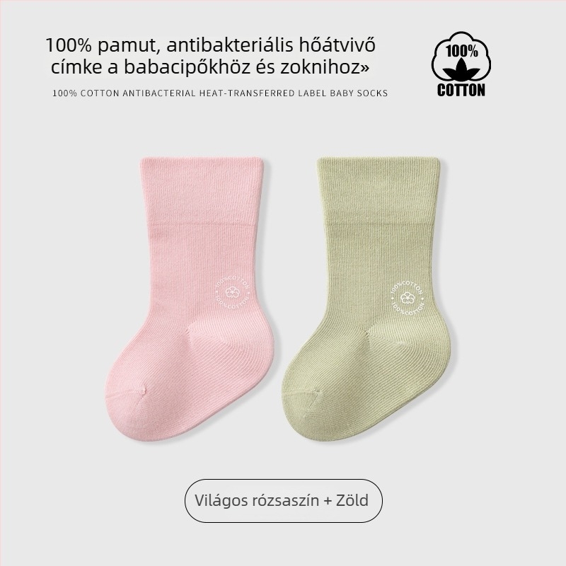 Gyerekek középmagas zokni, egyszínű, jacquard kötés, légáteresztő, 96,5% pamut