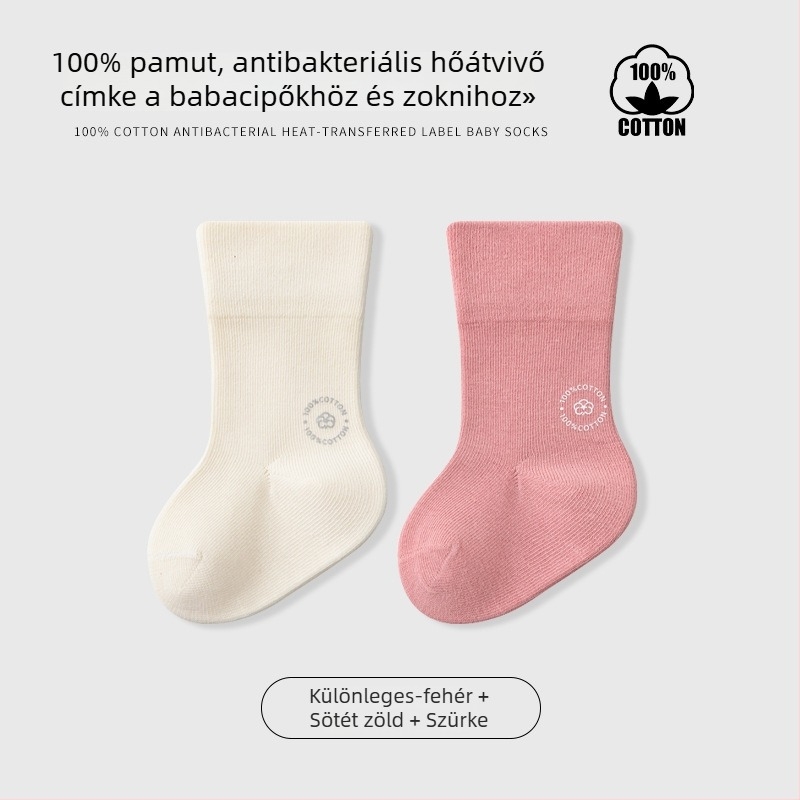 Gyerekek középmagas zokni, egyszínű, jacquard kötés, légáteresztő, 96,5% pamut