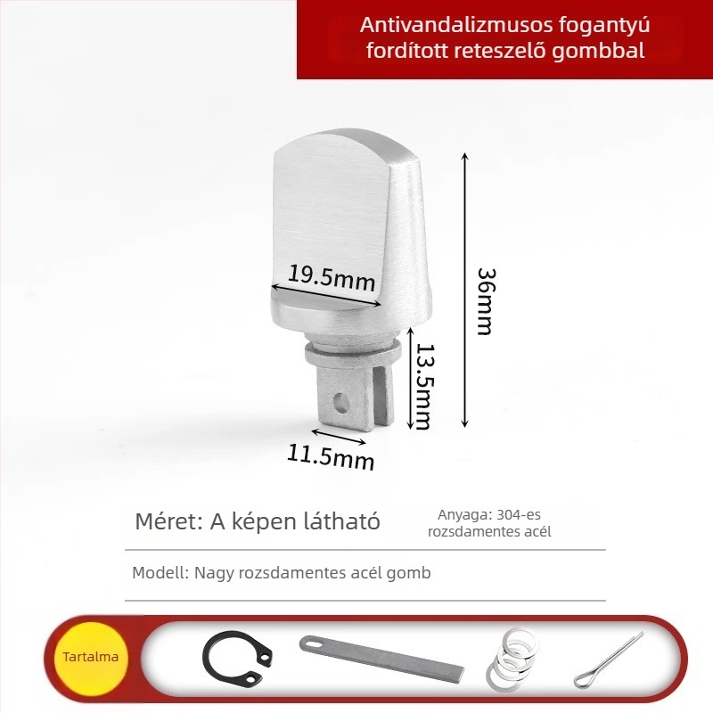 Betörésvédelmi ajtózár belső zárógombbal, rozsdamentes acél bejárati ajtó kilincs, univerzális ajtó tartozékok