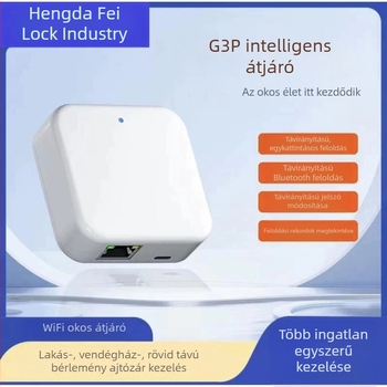 Hengdafei G2 Gateway intelligens zár jelszavas bezárással hotelajtókhoz – 304 rozsdamentes acél, Bluetooth és Wi-Fi, alkalmazásvezérlés, modern minimalista stílus