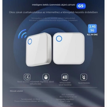 Hengdafei G2 Gateway intelligens zár jelszavas bezárással hotelajtókhoz – 304 rozsdamentes acél, Bluetooth és Wi-Fi, alkalmazásvezérlés, modern minimalista stílus