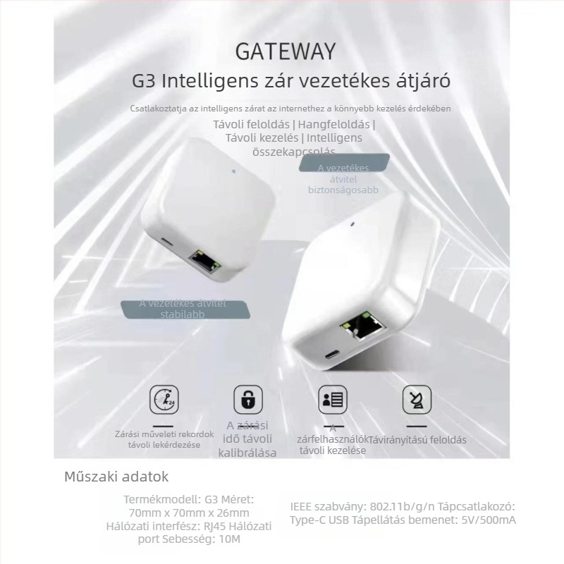 Hengdafei G2 Gateway intelligens zár jelszavas bezárással hotelajtókhoz – 304 rozsdamentes acél, Bluetooth és Wi-Fi, alkalmazásvezérlés, modern minimalista stílus