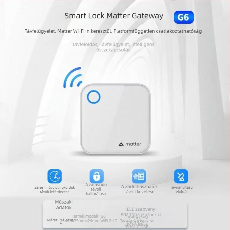 Hengdafei G2 Gateway intelligens zár jelszavas bezárással hotelajtókhoz – 304 rozsdamentes acél, Bluetooth és Wi-Fi, alkalmazásvezérlés, modern minimalista stílus
