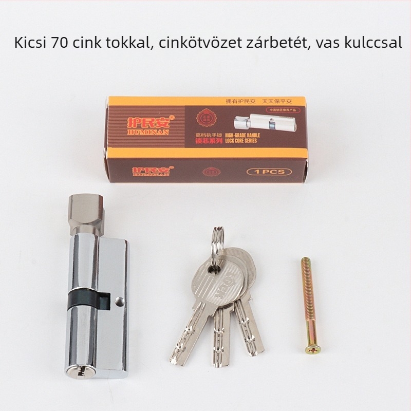 70 mm-es univerzális zárócilinder faajtókhoz – belső és hálószobaajtókhoz, teljes réz kivitel