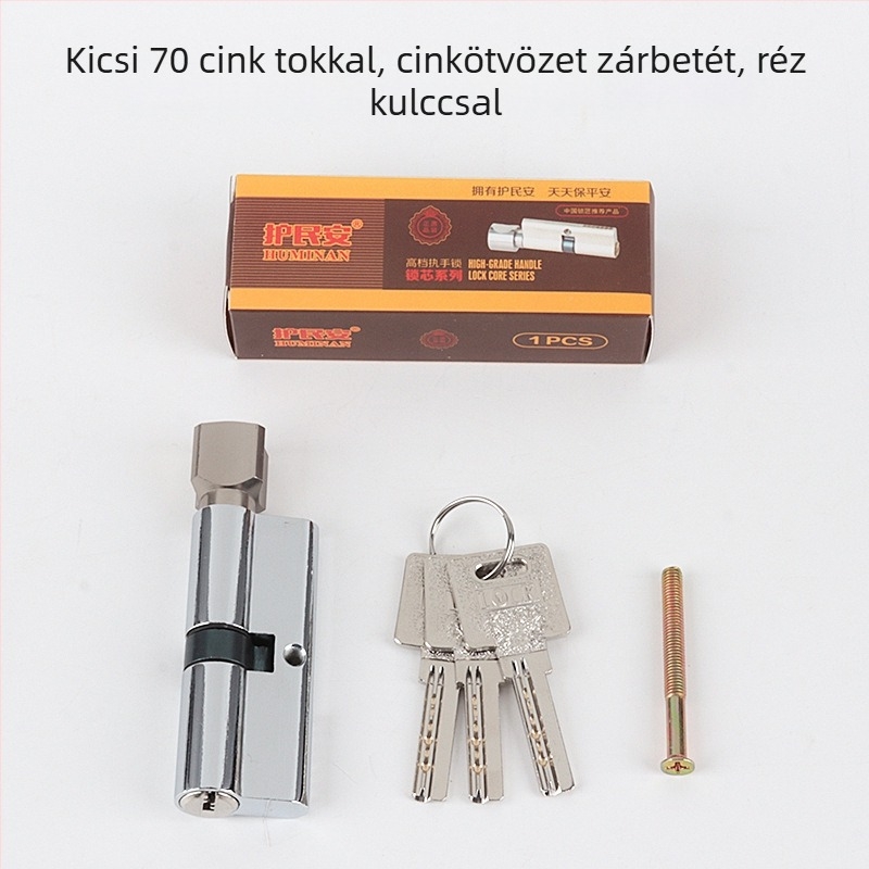 70 mm-es univerzális zárócilinder faajtókhoz – belső és hálószobaajtókhoz, teljes réz kivitel