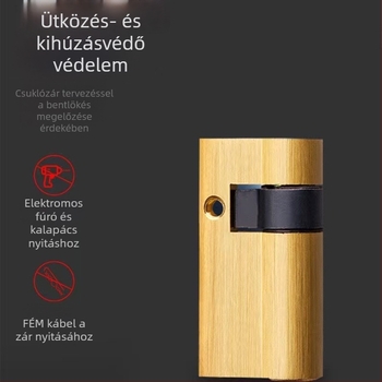 Ujjlenyomat-zár cilinder ajtóhoz, réz, modern minimalista stílus, feldolgozás testreszabható, általános felhasználás, Core Crown