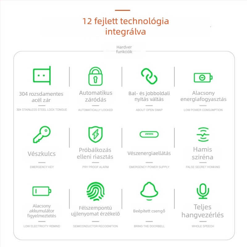 Vasajtóhoz való intelligens ujjlenyomat-zár Bluetooth-tal | Kettős arcfelismerés | Jelszó és kulcs | Távoli feloldás | 200 ujjlenyomat-tárolás • 0,1 s beolvasás • DC tápegység