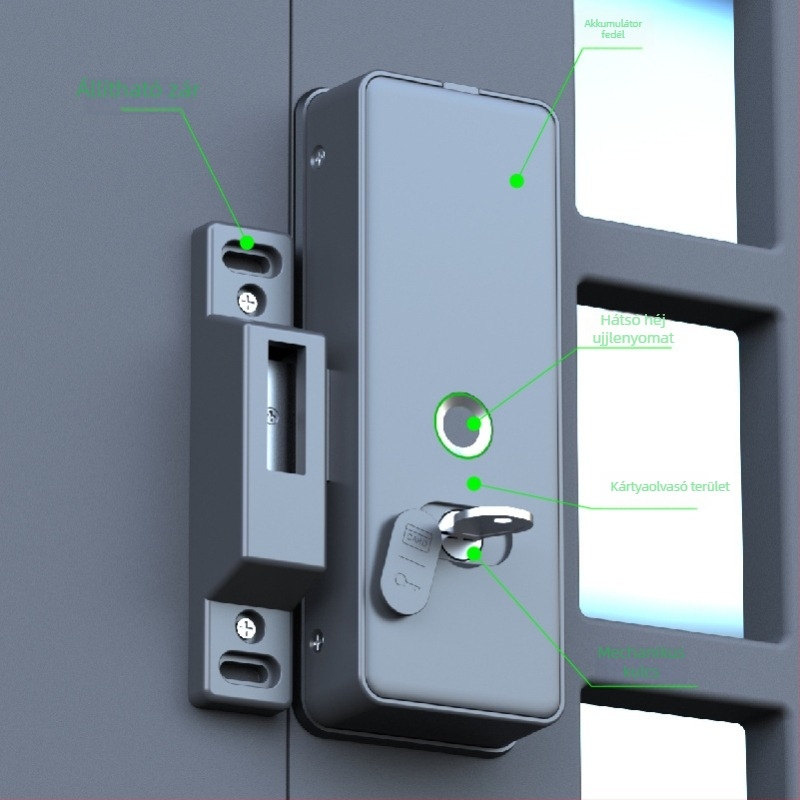 Vasajtóhoz való intelligens ujjlenyomat-zár Bluetooth-tal | Kettős arcfelismerés | Jelszó és kulcs | Távoli feloldás | 200 ujjlenyomat-tárolás • 0,1 s beolvasás • DC tápegység