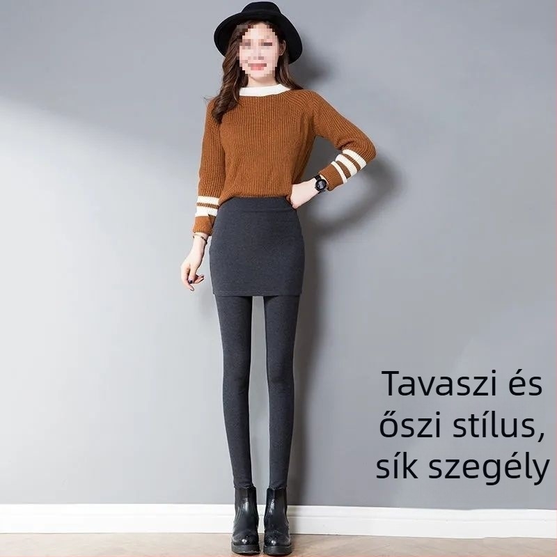 Női nadrág-szoknya illúzió, Modal anyag, hosszú nadrág, karcsúsító hatás, absztrakt minta, őszi 2025