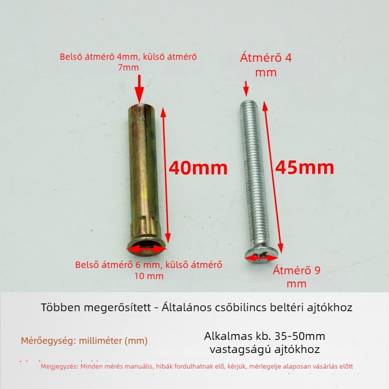 Rozsdamentes acélból készült zárház csavarok, ball-lock típus, beltéri használatra
