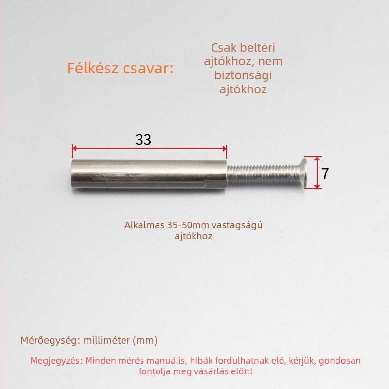 Rozsdamentes acélból készült zárház csavarok, ball-lock típus, beltéri használatra