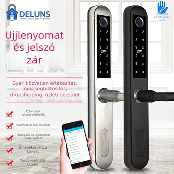 Alumínium keskeny ajtóhoz; kétoldalas zár ujjlenyomat, jelszó és kártya hozzáféréssel – hotel/apartman használatra, Modell FT01, 200 ujjlenyomat tárolás