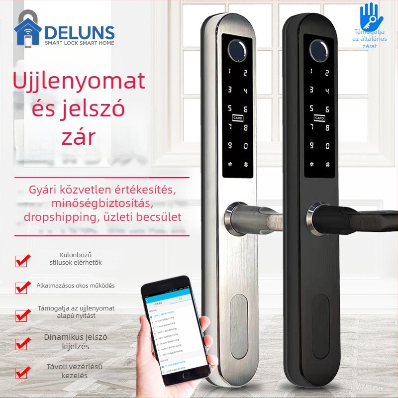 Alumínium keskeny ajtóhoz; kétoldalas zár ujjlenyomat, jelszó és kártya hozzáféréssel – hotel/apartman használatra, Modell FT01, 200 ujjlenyomat tárolás