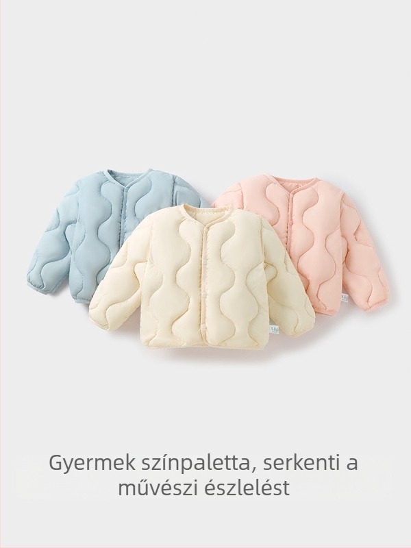 Gyerekeknek szóló pehelydzseki, uniszex, 81-85% fehér kacsa pehely, rövid fazon, laza illeszkedés, poliészter külső és bélés
