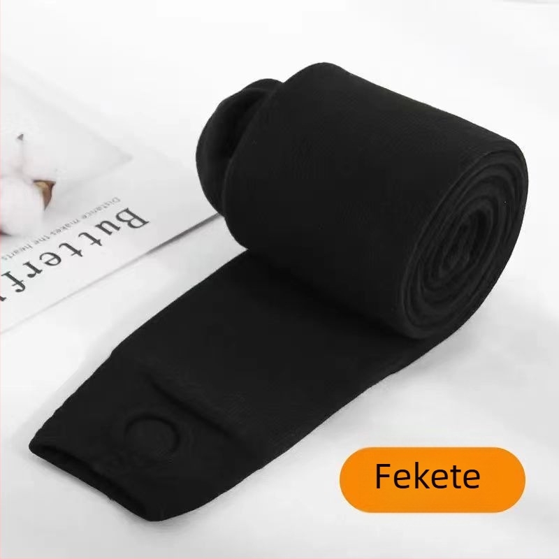Női pamut leggings fleece-béléssel, magas derékkal, csíkos, meleg őszi-téli