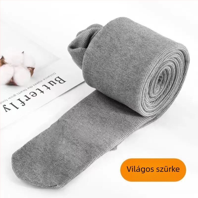 Női pamut leggings fleece-béléssel, magas derékkal, csíkos, meleg őszi-téli