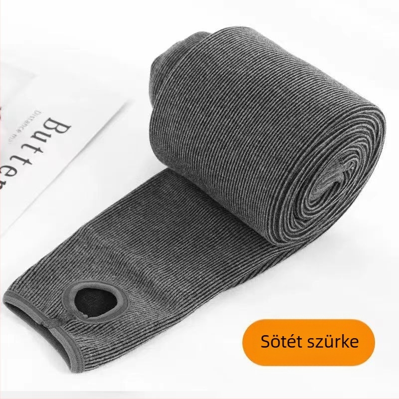 Női pamut leggings fleece-béléssel, magas derékkal, csíkos, meleg őszi-téli