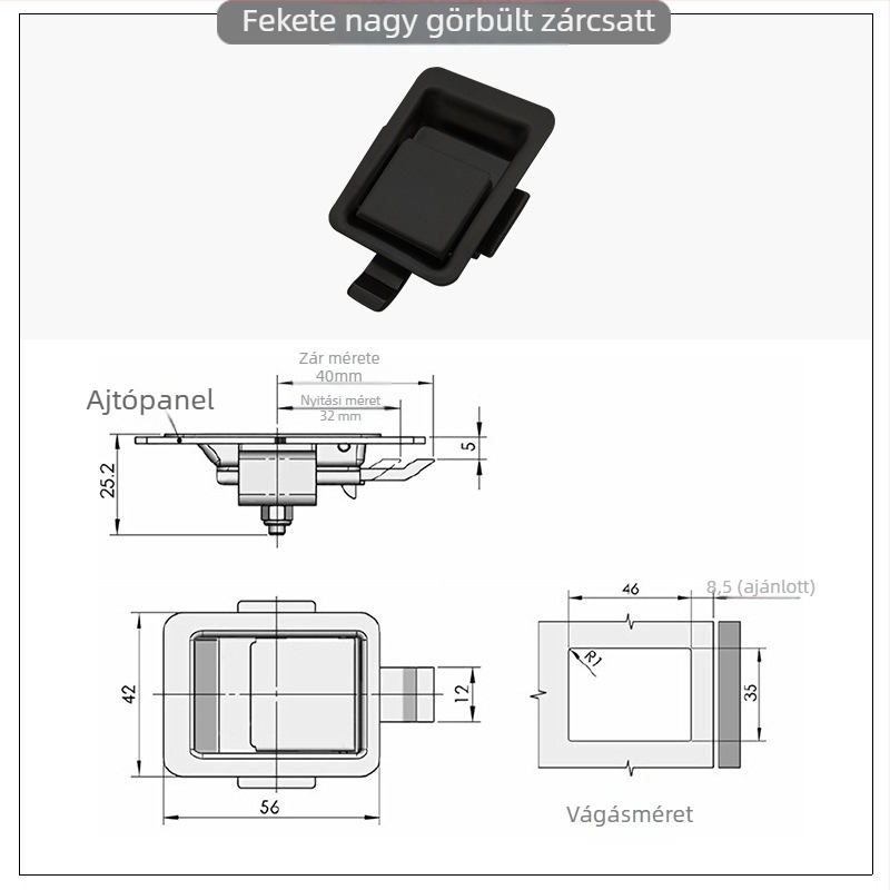 Nocaine DK101 mortise zár – rozsdamentes acél, ajtókhoz, márka Nocaine