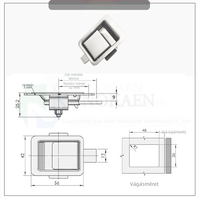 Nocaine DK101 mortise zár – rozsdamentes acél, ajtókhoz, márka Nocaine