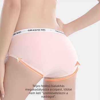 Orange női pamut alsónemű, lélegző kötött anyag, középmagas derekú, bélés a lágyéknál Mulberry selyemből