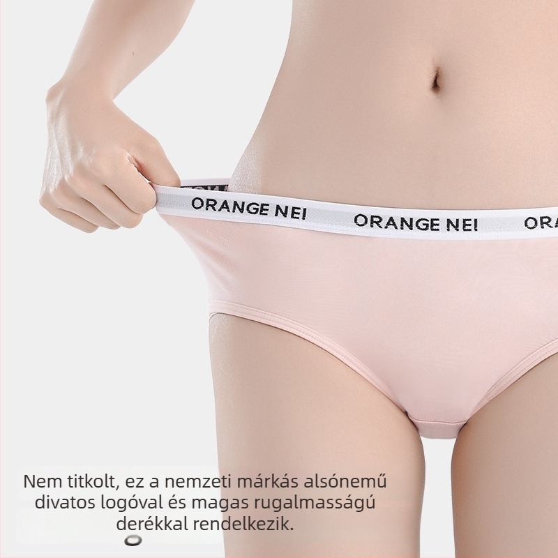 Orange női pamut alsónemű, lélegző kötött anyag, középmagas derekú, bélés a lágyéknál Mulberry selyemből