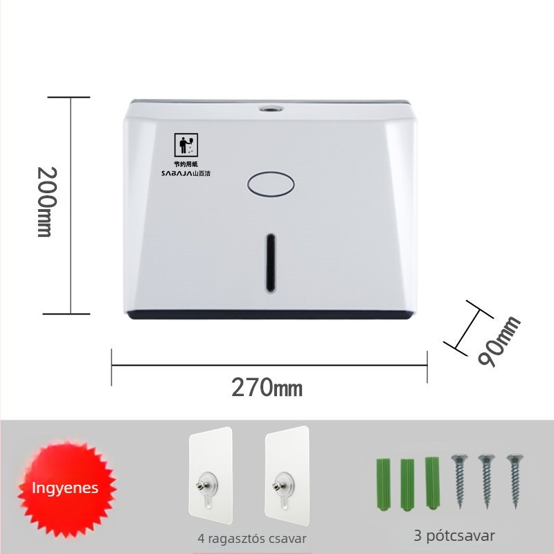 Jiess Műanyag vízálló falra szerelhető papírtörlő doboz fürdőszobához, modell 00-40, kompatibilis levehető papírtörlőkkel
