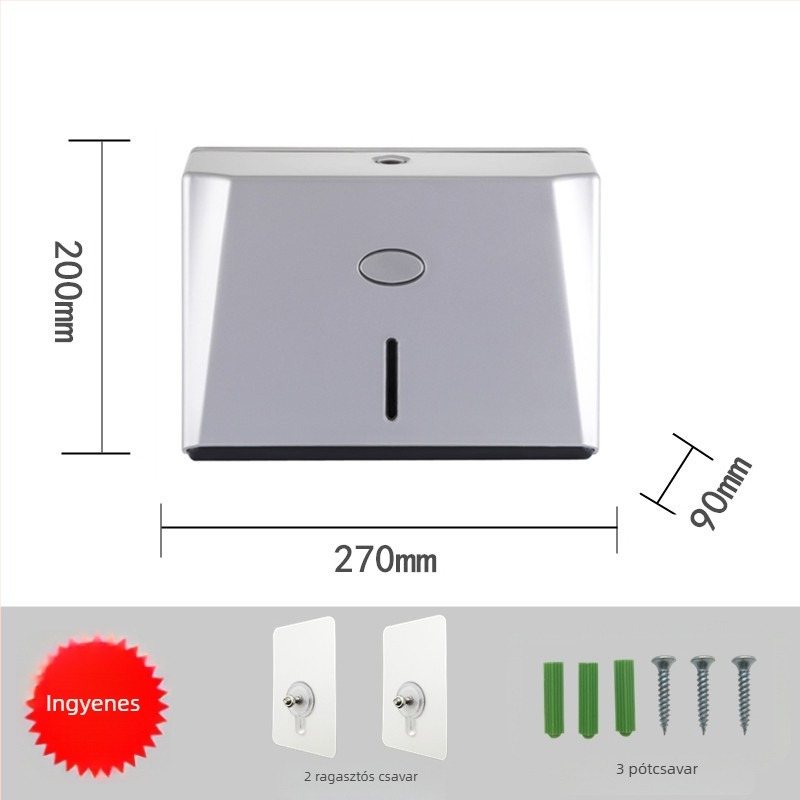 Jiess Műanyag vízálló falra szerelhető papírtörlő doboz fürdőszobához, modell 00-40, kompatibilis levehető papírtörlőkkel