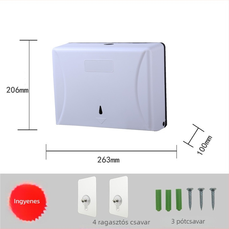 Jiess Műanyag vízálló falra szerelhető papírtörlő doboz fürdőszobához, modell 00-40, kompatibilis levehető papírtörlőkkel