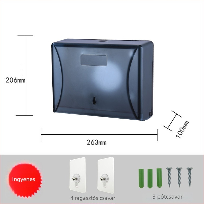 Jiess Műanyag vízálló falra szerelhető papírtörlő doboz fürdőszobához, modell 00-40, kompatibilis levehető papírtörlőkkel