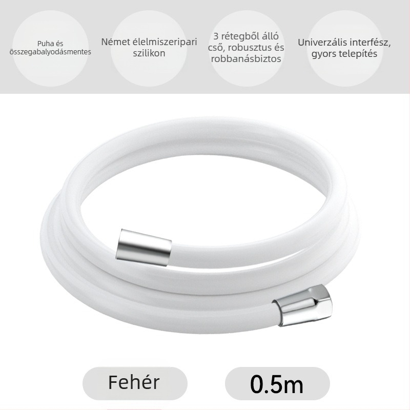 Szilikon tömlő zuhanyzáshoz és mosógéphez, belső fonott, 20 MPa, robusztus, 4 pontos telepítés