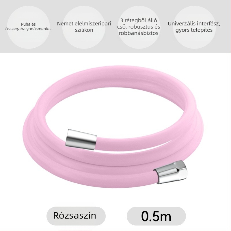 Szilikon tömlő zuhanyzáshoz és mosógéphez, belső fonott, 20 MPa, robusztus, 4 pontos telepítés