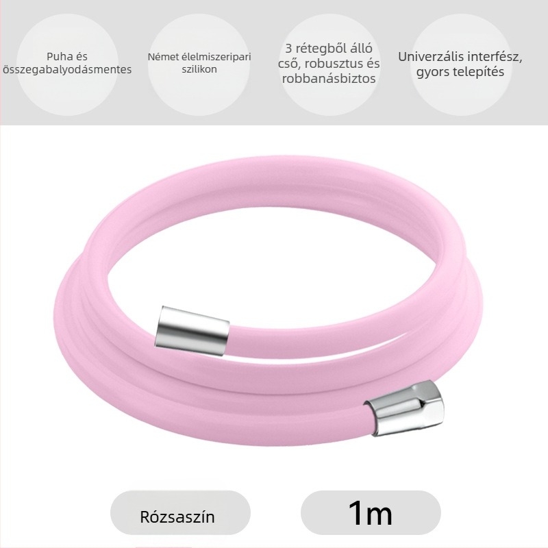 Szilikon tömlő zuhanyzáshoz és mosógéphez, belső fonott, 20 MPa, robusztus, 4 pontos telepítés