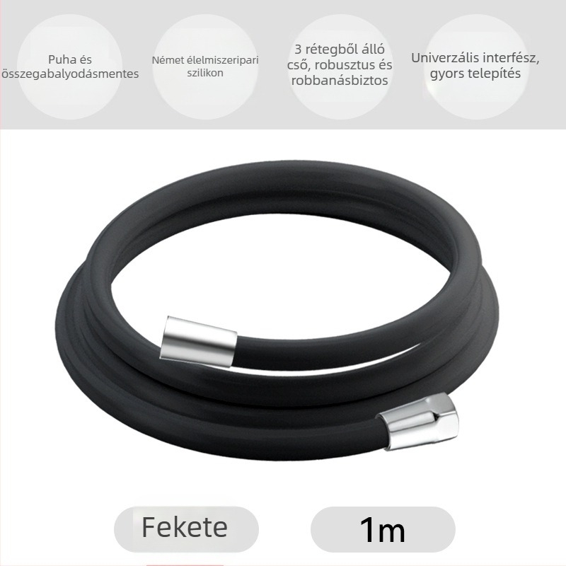 Szilikon tömlő zuhanyzáshoz és mosógéphez, belső fonott, 20 MPa, robusztus, 4 pontos telepítés
