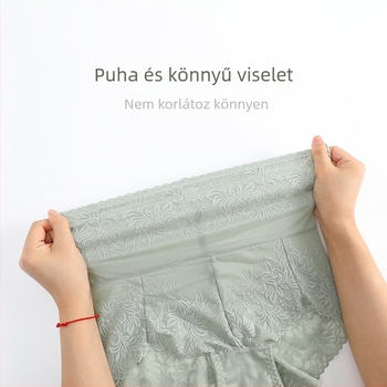 Női magas derekú csipkés fehérnemű, virágmintás jacquard, nylon 90–95%, pamut belső bélés, légáteresztő hasi támogatás