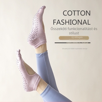 Női jóga zoknik, ötujjas pamut zoknik, csúszásmentes és izzadságfelszívó, egyszínű