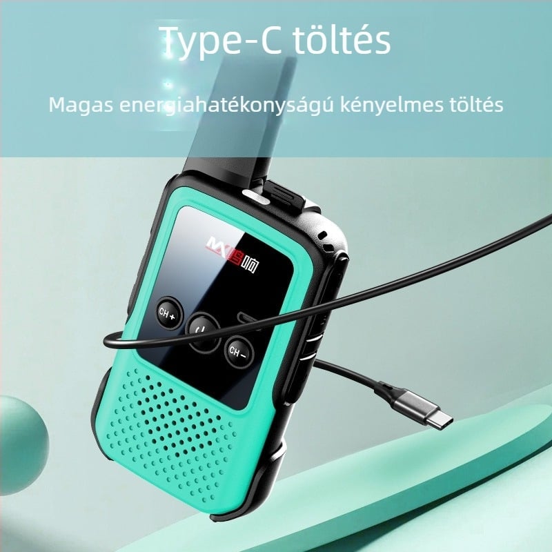 Kézi Walkie-Talkie – Mini, hosszú hatótávolság 5–10 km, 400–470 MHz, 16 csatorna, kimeneti teljesítmény 5 W