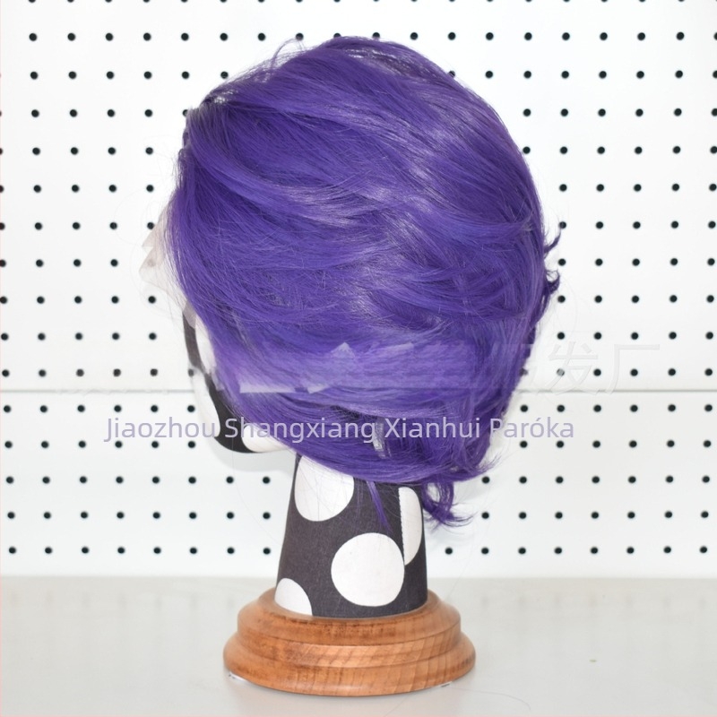 Cosplay paróka csipés elülsővel, rövid haj, hőálló szálak, kézzel szőtt elülső rész