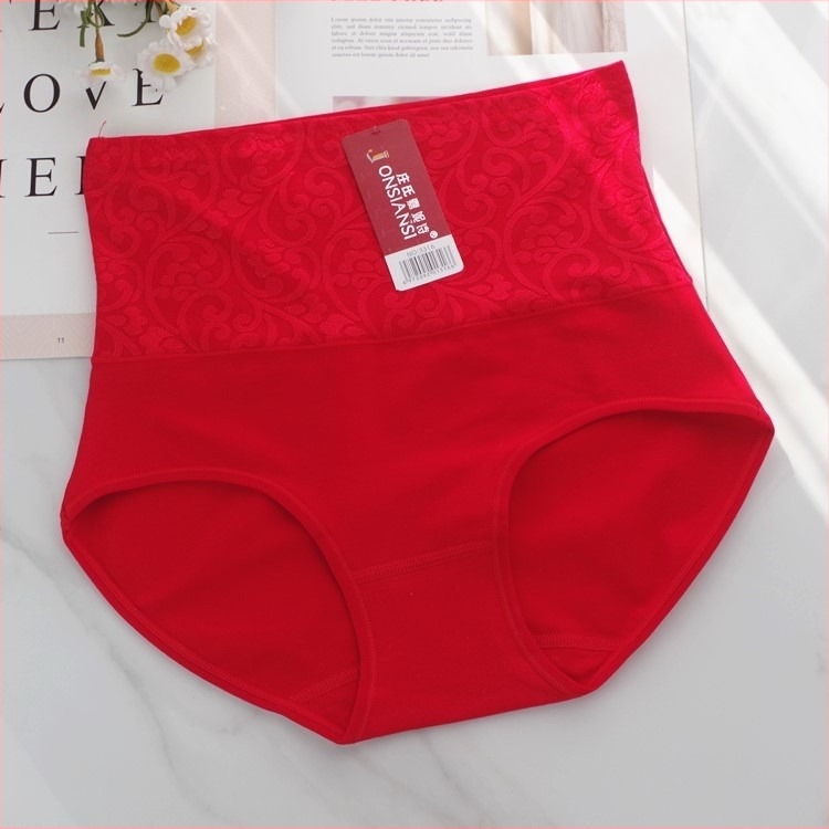 Női 100% pamut magas derekú fehérnemű – haskörfeszítés és popsiemelés, egyszínű, sima szövés