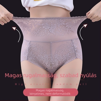 Női csipkés magas derekú alakformáló alsó, hasformázó és csípőemelő hatással; légáteresztő, gyorsan száradó anyag; pamut betét; nylon 70–80%
