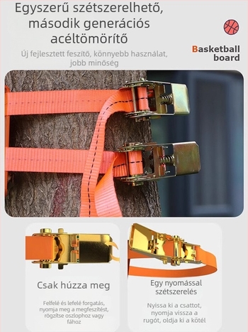 Rozsdamentes acélból készült kosárlabda állvány táblával, snap-on szerelés, hordozható otthoni/park használatra